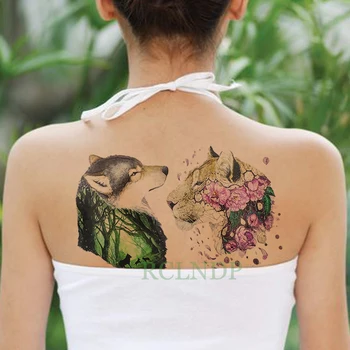 Водонепроницаемая временная татуировка Наклейка на тело волк тигр лес татто наклейки флэш тату поддельные татуировки для женщин девушек