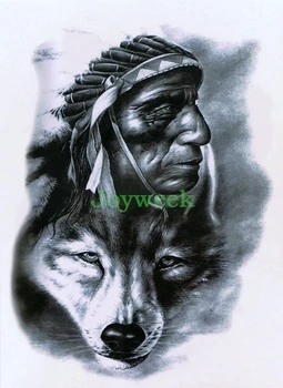 Водонепроницаемая временная татуировка-наклейка большое племя охотник и волк тату-наклейки флэш-тату поддельные татуировки для женщин мужчин