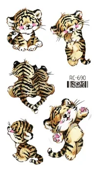 водонепроницаемые наклейки с татуировкой тигра на ключице, модные мультяшные наклейки с татуировками животных