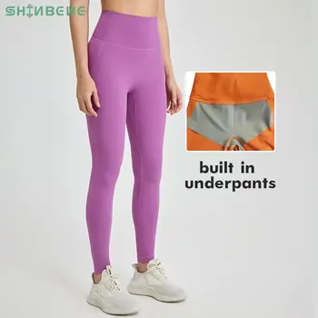 ВСТРОЕННЫЕ ТРУСЫ SHINBENE С высокой талией, подтягивающие бедра, леггинсы для спортзала, свободные женские штаны для фитнеса и йоги