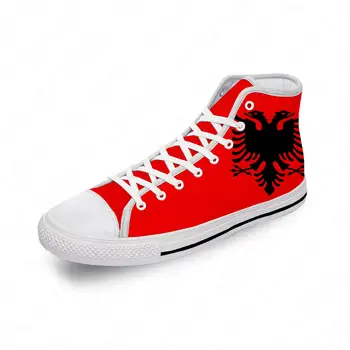 Высокие кроссовки с орлом под флагом Албании, Мужская Женская повседневная обувь для подростков, парусиновые кроссовки для бега, Дышащая легкая обувь с 3D принтом