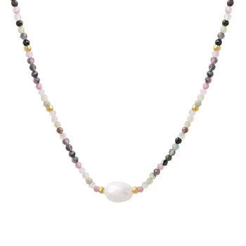 Высококачественное Женское Ожерелье из натурального камня с чешским пресноводным жемчугом, Национальные украшения