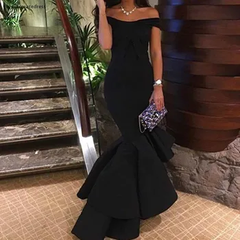 Высококачественное черное длинное вечернее платье 