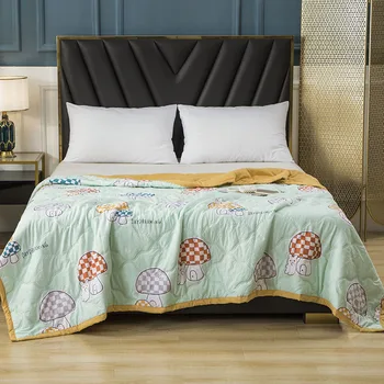 Гладкое тонкое одеяло с кондиционером, легкое летнее одеяло из промытого хлопка, кровать для взрослых и детей, удобные одеяла