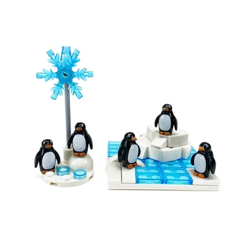 Городские Аксессуары DIY Строительные блоки MOC Пингвины Ледник Снежинка Классические Кирпичи Мир ледяного снега креативные игрушки для детей