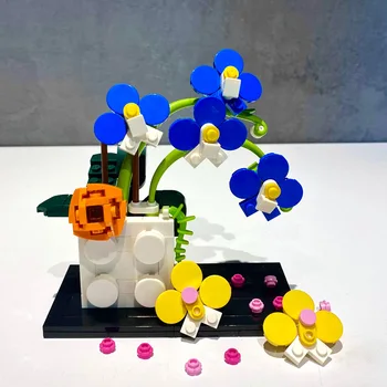 Городской Творческий Сочный Цветок Орхидея Комнатные Растения Бонсай Строительный Блок Кирпичи Игрушка DIY Иллюстрация В Горшке Подарок Подруге