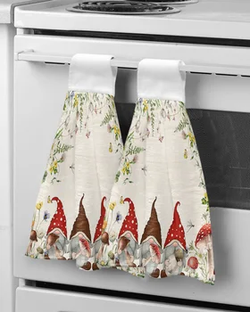 Грибные Гномы Растения Цветы Полотенце для рук для ванной Кухни Впитывающие Подвесные полотенца Мягкий детский носовой платок из микрофибры