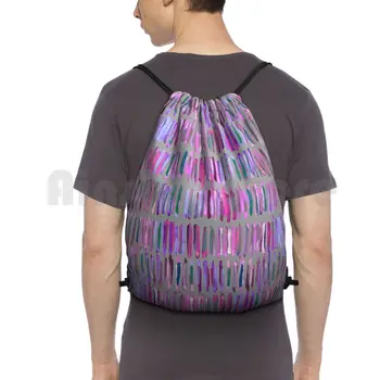 Грязные акварельные полосы розового и фиолетового цветов, рюкзак, сумка на шнурке, спортивная сумка для верховой езды, скалолазания, Акварельные узоры