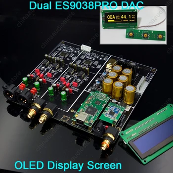 Двойной ES9038PRO DSD DAC OLED-дисплей ES9038 Hi-Fi DAC XMOS/Amanero USB DAC Bluetooth5.0 APTX Пульт дистанционного управления