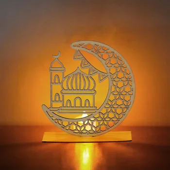 Декор деревянной столешницы в честь праздника Рамадан - Луна, подвеска в виде звезды для украшения праздника Рамадан-Ид