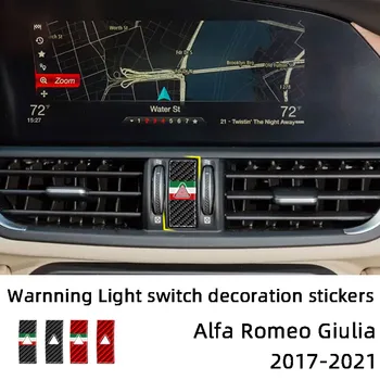 Декоративная нашивка с предупреждением о выключателе света на приборной панели, автомобильные наклейки из углеродного волокна для Alfa Romeo Giulia 2017-2021, Аксессуары для интерьера