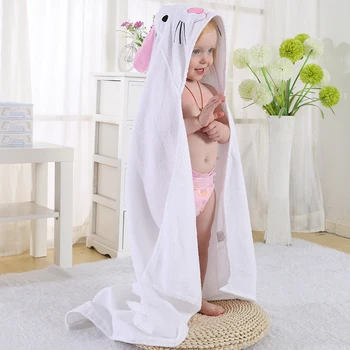 Детская ванночка с белым Кроликом, детский Халат с капюшоном, Имитирующий животное, Мультяшное Детское Спа-полотенце, детский Банный Халат, Детские Пляжные Полотенца
