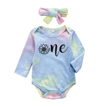 Детский пуловер с разноцветным алфавитным принтом с длинным рукавом, треугольный комбинезон, размер одежды для девочек 24 месяца, наряд для 1-го дня рождения для девочек