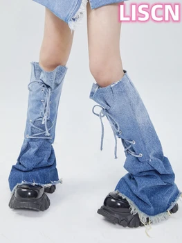 Джинсовый чехол для ног Harajuku Y2k с градиентной формой на завязках, Чулки для женщин, Модные уличные Носки для девочек, Роскошные Носки LISCN 2023