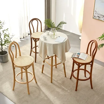 Дизайнерские обеденные стулья для бара, Роскошная гостиная, Столовые стулья из скандинавского ротанга, деревянная мебель для дома Silla Nordica