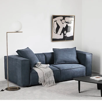Дизайнерский диван XK из искусственной кожи для гостиной в маленькой квартире Tofu Square для трех человек с прямым рядом сидений
