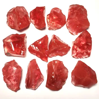 Диффузный Ароматный камень Арбуз, Красный Плавильный кристалл кварца, Необработанный гравий