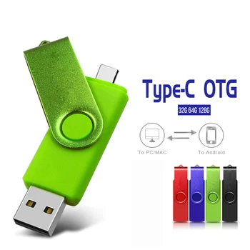 Для Android OTG 2 в 1 USB Флэш-накопители Type-C и USB 2.0 128 ГБ 64 ГБ 32 ГБ Флешки Pen Drive Cle Для Телефона