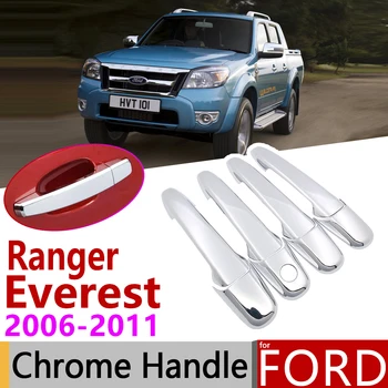 для Ford Ranger Everest 2006 ~ 2011хромная Крышка Дверной ручки Автомобильные Аксессуары Наклейки Отделка Набор из 4 Дверей 2007 2008 2009 2010