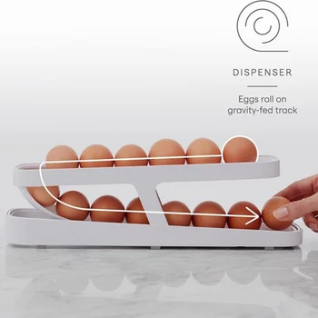Дозатор яиц с автоматической прокруткой, 2 слоя, Органайзер для яиц в холодильнике, Кухонные Принадлежности, Контейнер для яиц, Кухонные Гаджеты