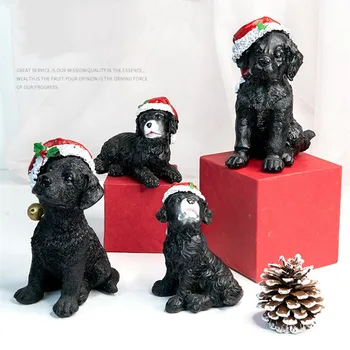 Домашний декор для щенков из смолы, милые миниатюрные модели, украшения, Миниатюры, Настольное украшение для собак, Счастливого Рождества, Подарки на Новый год