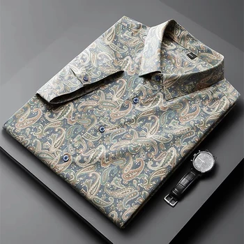 Европейская и американская высококачественная рубашка с коротким рукавом с принтом, мужская летняя свободная плюс большая модная рубашка в цветочек, мужской повседневный топ