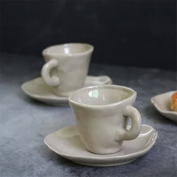 Европейская керамическая Кофейная чашка с блюдцем, Креативный Неправильной формы Набор для воды в ресторане ручной работы, Домашняя Послеобеденная Чайная чашка, Посуда для напитков