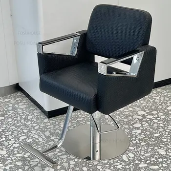 Европейские парикмахерские кресла из нержавеющей стали, Профессиональные парикмахерские кресла, Современная салонная мебель, Подъемные косметические кресла
