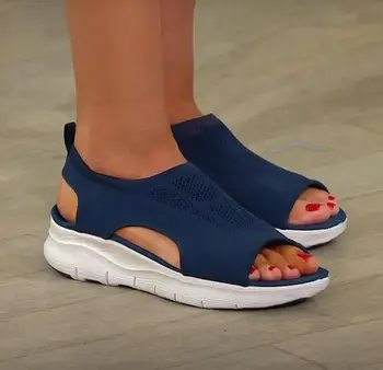 Женская обувь Лето 2023, Комфортные повседневные спортивные женские пляжные сандалии на танкетке, женские римские сандалии на платформе, большие размеры 35-43