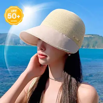 Женская солнцезащитная шляпа с широкими полями для летних прогулок на пляже, защищающая от ультрафиолета, пляжная шляпа, женская шляпа от солнца, женские шляпы Складные Gorro