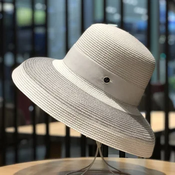 Женская соломенная шляпа в стиле пэчворк с французской сеткой в стиле пэчворк, контрастная соломенная шляпа, пляжная шляпа, повседневная шляпа для бассейна, Элегантная шляпа с большими полями 2023