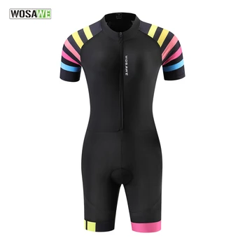Женская спортивная одежда WOSAWE для триатлона, джерси гоночной команды, комбинезон с коротким рукавом, облегающий велосипедный костюм
