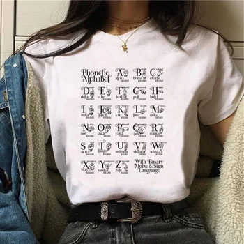 Женская японская футболка с алфавитом, женская дизайнерская одежда