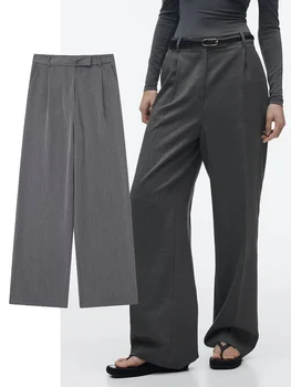 Женские брюки TRAF, Модные уличные повседневные брюки с боковыми карманами, женские брюки с высокой талией на молнии