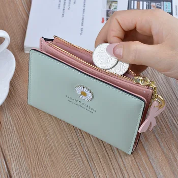 Женские короткие кошельки, новый модный дизайн, маленький держатель для карт, высококачественный PU-кошелек для монет, простой кошелек для денег на молнии, кошельки