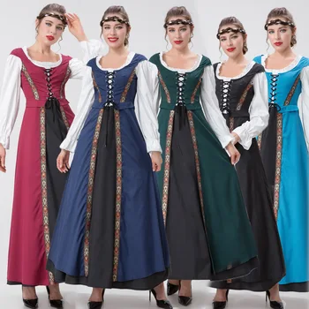 Женский костюм на Хэллоуин 5 цветов, Европейский Викторианский Средневековый Винтажный дворец эпохи Возрождения, длинное платье принцессы, маскарадная одежда