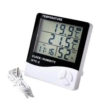 ЖК-электронный цифровой измеритель температуры и влажности, термометр-гигрометр, метеостанция для помещений и улицы, часы HTC-1, HTC-2