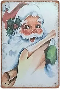 Забавная винтажная вывеска Санта Рождество Клаус Декор стен Металлические Жестяные вывески для кухни Сада Гаража Декора стен ванной комнаты