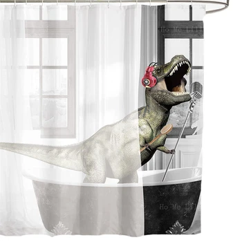 Забавный Динозавр, Поющий Занавеска для душа в ванной с медвежьей пеной, ванна с животными, Фермерский дом, Детская полиэфирная ткань, водонепроницаемый декор