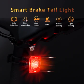 Задний фонарь велосипеда интеллектуальный индукционный стоп-сигнал оборудование для езды на горном велосипеде дорожный автомобиль задний фонарь для ночной езды водонепроницаемый