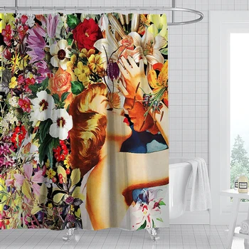 Занавеска для душа с рисунком тропических цветов, растений, кактусов, занавески для ванной комнаты с подсолнухами, домашний декор из водонепроницаемого полиэстера, розовый