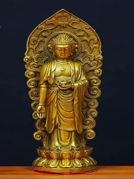 Западная статуя трех святых Будд из чистой меди Амитабха Авалокитешвара Бодхисаттва великая сила для статуи стоящей статуи