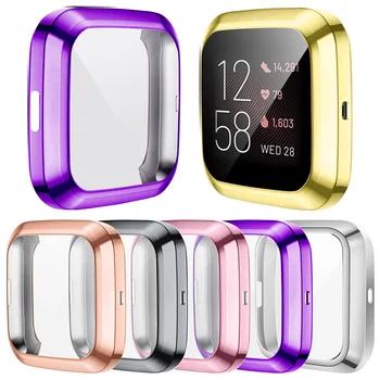 Защитные чехлы для часов Versa 3 для Fitbit Versa 2, защитная пленка для экрана, защитный чехол из ТПУ, аксессуары для бампера с защитой от царапин, фиолетовое золото