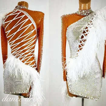 Изготовленное на заказ платье для соревнований по латиноамериканским танцам, платье для бальных танцев
