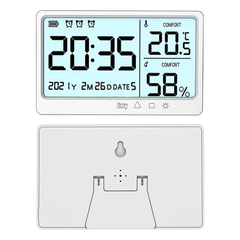 Измеритель температуры и влажности с подсветкой, Термогигрометр, цифровой термометр, гигрометр для помещений с напоминанием, USB Зарядка