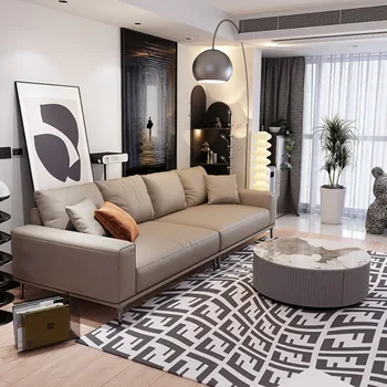 Итальянский простой диван из научно-технической ткани, угловой диван для гостиной, кожа императорской наложницы, современная легкая роскошь, прямой