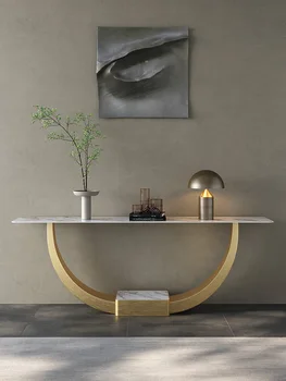 Итальянский светлый роскошный входной столик, современный минимализм, элитный стол для коридора, входной столик из нержавеющей стали