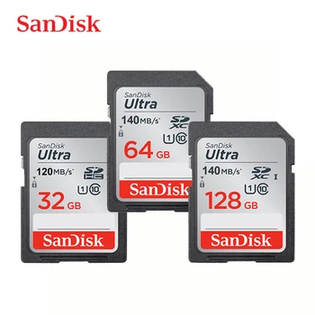 Карта памяти SanDisk Ultra SD Card 32 ГБ 120 МБ/с. SDHC 64 ГБ 128 ГБ SDXC Class10 UHS-I Карта до 140 МБ/с. Для камеры 1080p 3D Full HD