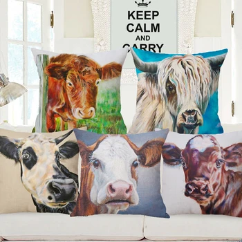 Картина маслом, Наволочка для американских сельскохозяйственных животных, Декоративная Наволочка для дивана с принтом Высокогорной Коровы крупного рогатого скота