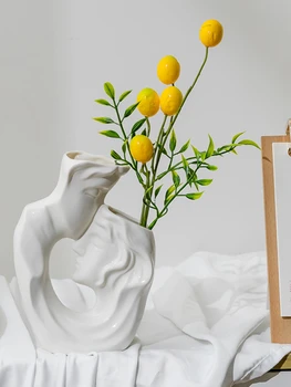 Керамическая ваза фигурка белая керамическая ваза Украшение домашнего свадебного зала Керамический артефакт украшения в простом скандинавском стиле
